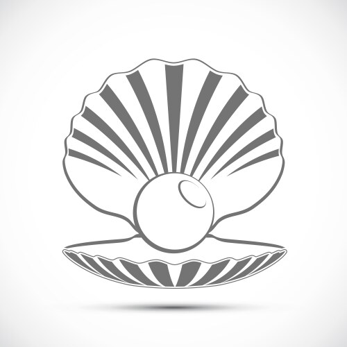 icon open seashell with pearl logo vector image