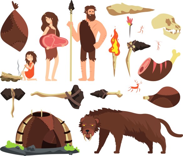 Stone Age Cavemen Hunting vector image