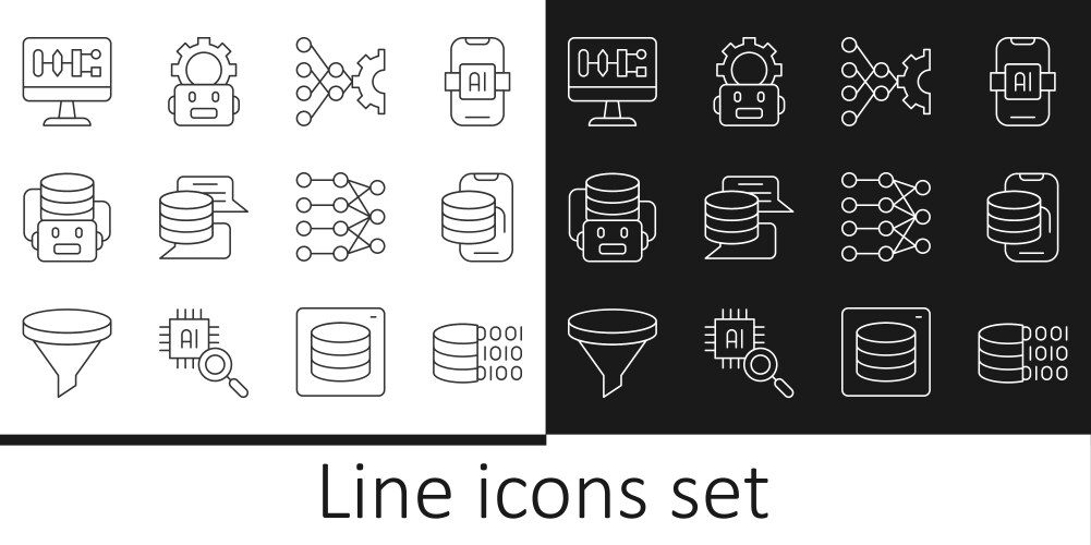 Set line binary code cloud technology data vector image