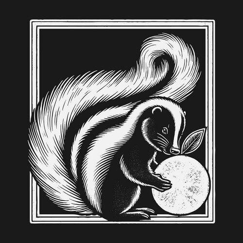 Woodcut Skunk with Moon Vector Image