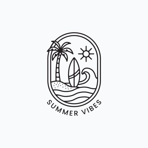 Minimalist palm tree summer logo line art Vector Image
