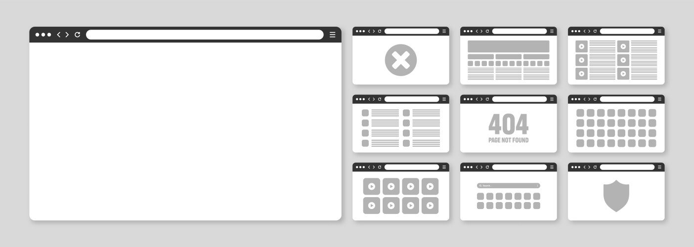 Web browser window pages layout with toolbar vektorbild