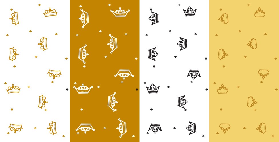 crowns patterns set in golden design vector image