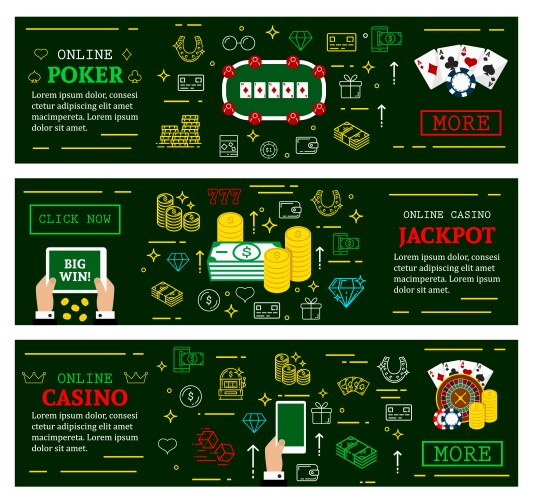 Online casino poker jackpot web banners vector image