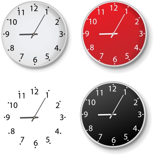 Clock set isolated white background vector image