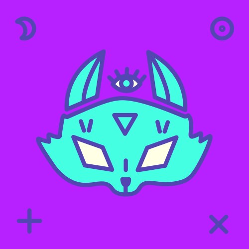 Mystic Fox Head - Neon & Dark Vector Image
