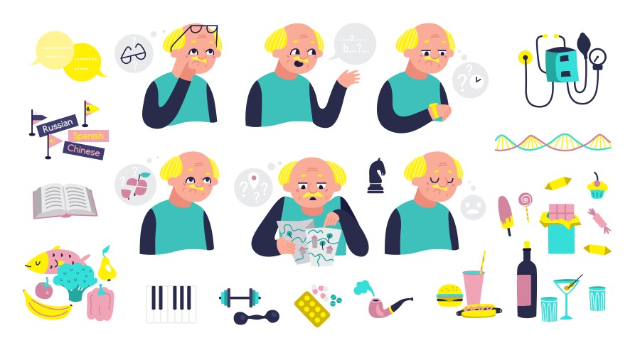 Human disease icon set cartoon style Royalty Free Vector