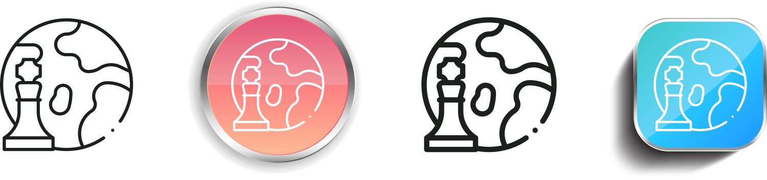Chess game icon thin linear regular and button vector image
