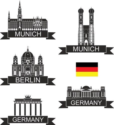 Vector Graphics German German cities linear style Royalty Free Vector Image