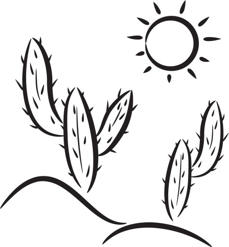Spiky Cactus in Desert Landscape vector image