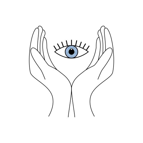 Two hands take care eye icon protecting Vector Image