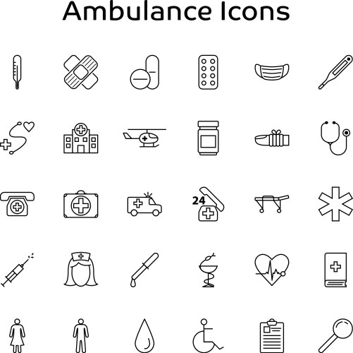 Ambulance medical and healthcare outline Vector Image