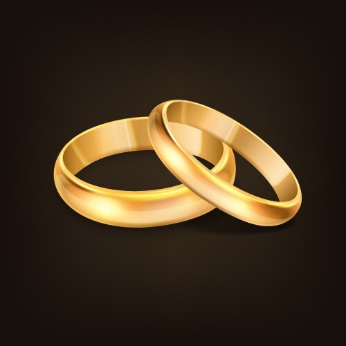 3d realistic gold metal wedding rings vector image