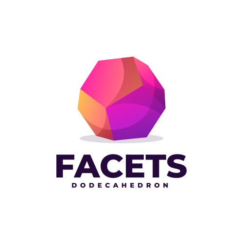 Logo facets dodecahedron gradient colorful style vector image