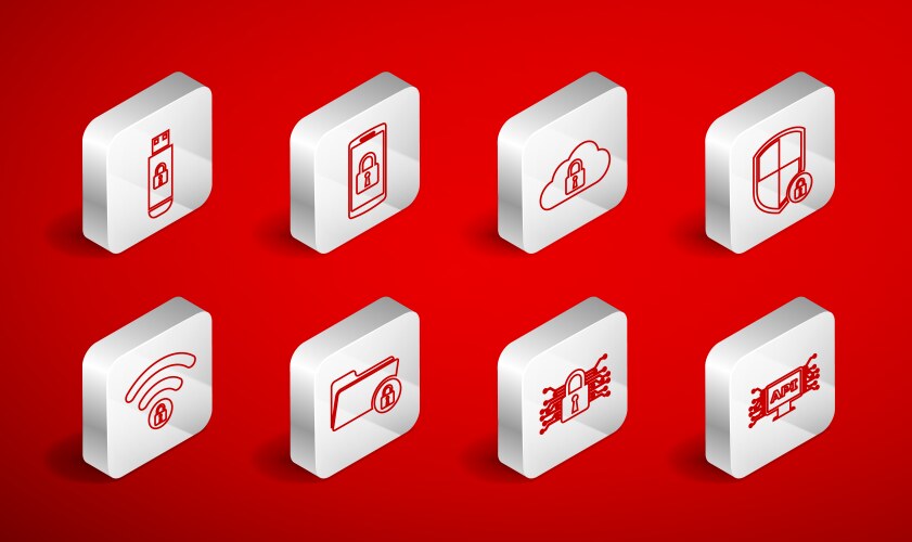 Set line computer api interface smartphone vector image