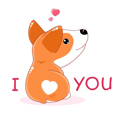 funny valentines day card cute heart on corgi vector