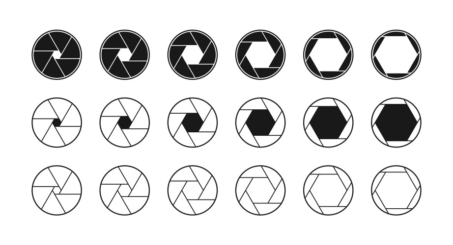 Aperture icon set with value numbers camera Vector Image