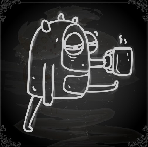 Chalkboard Alien Sketch Vector Image