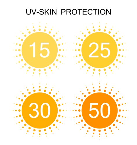 Uv-protection sun sign icon collection set vector image