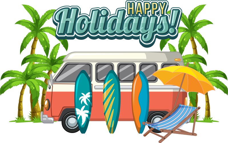 Happy holiday icon with travel element Vector Image