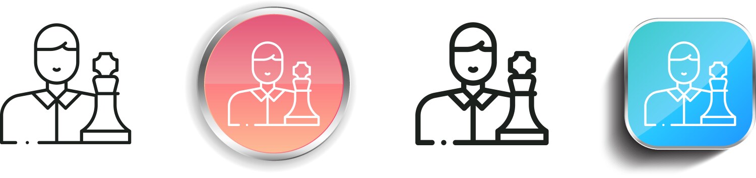 Chess player icon thin linear regular and button vector image