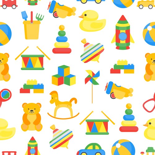 Colorful Toy Pattern - Kids Background Vector Image