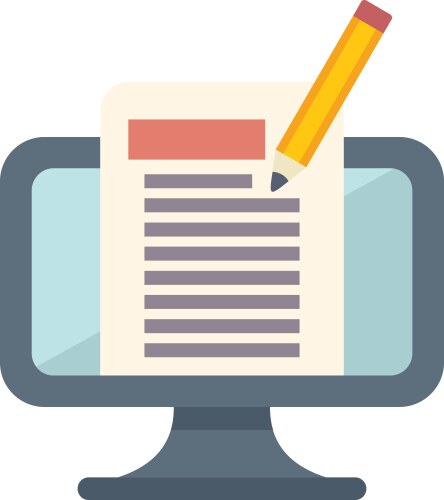 Pencil editing text on computer screen with cursor vector image