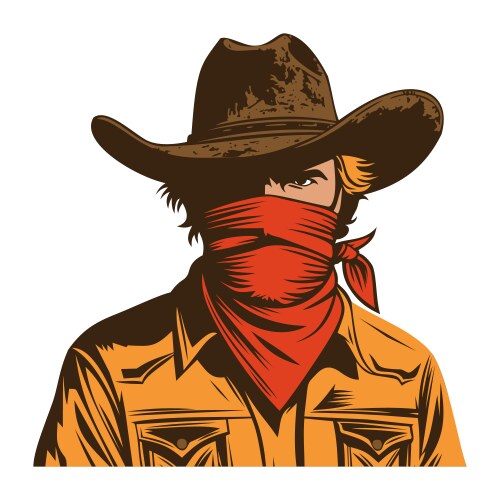 Human skull in cowboy hat and bandana Vector Image