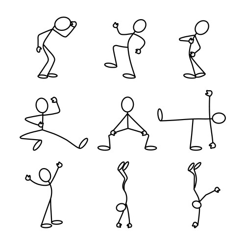 Stick figure sketch people collection Vector Image