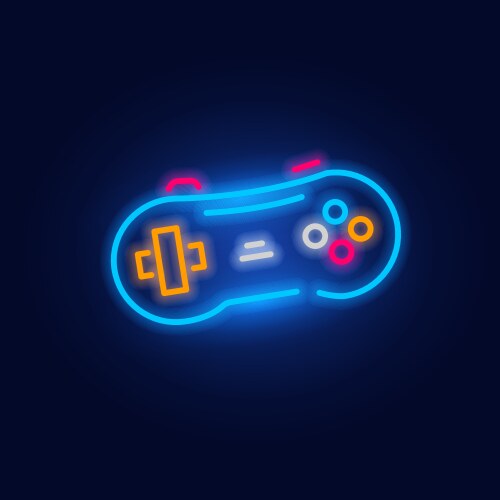 Fashion game console neon sign night bright vector image