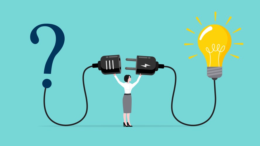 Answer and solution solving problems or solutions vector image