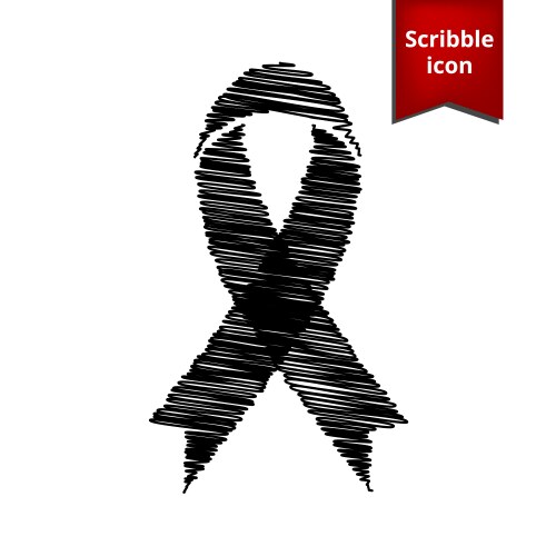Black Chalk Ribbon Awareness Icon Vector Image