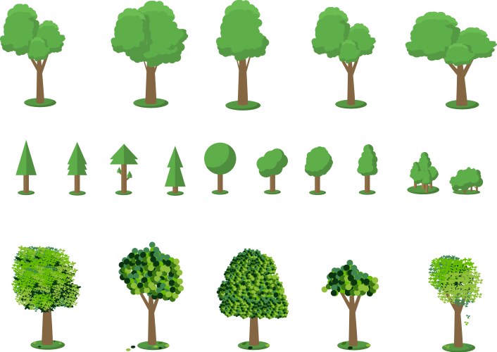 Various pixel art trees isolated on white Vector Image