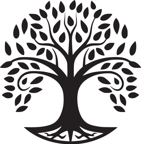 Tree of life - black and white isolated icon vector image