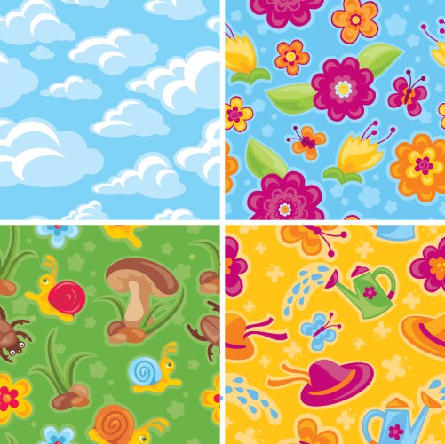 Seamless Floral Patterns Vector Image