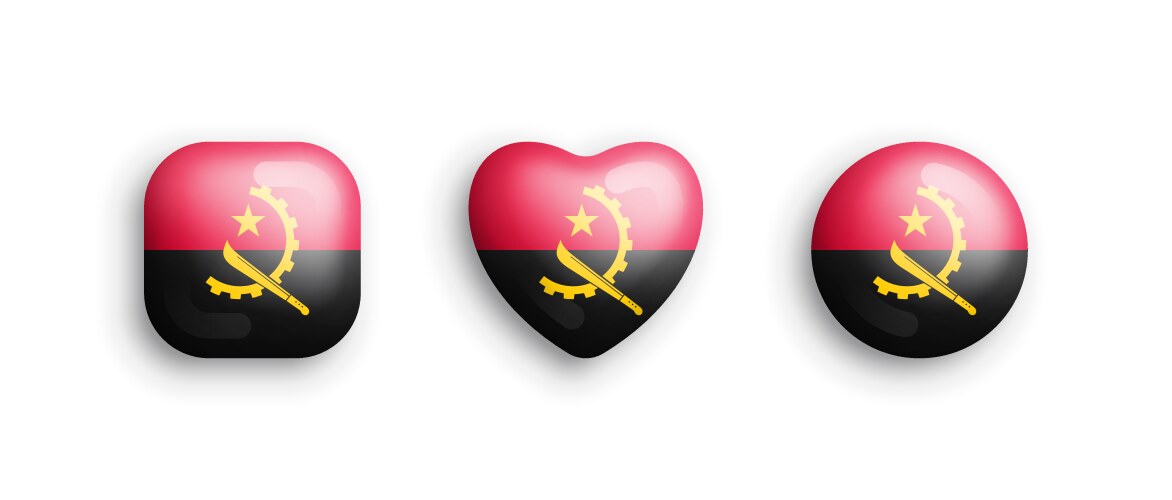 angola official national flag 3d glossy icons vector image