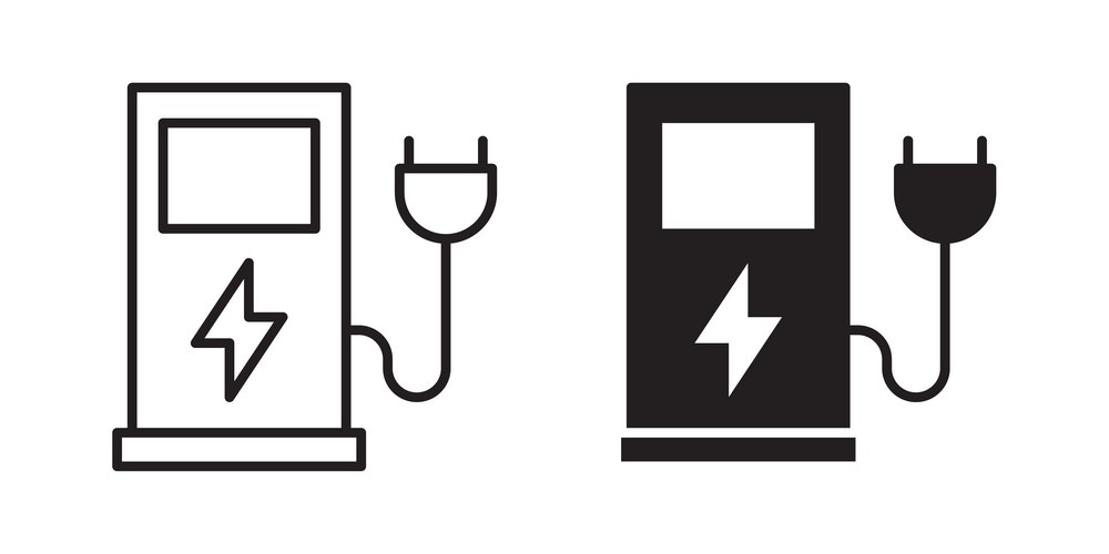 Charging station icon line symbols on white Vector Image