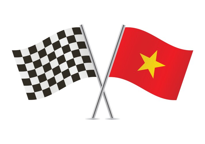 Checkered and vietnam crossed flags vector image