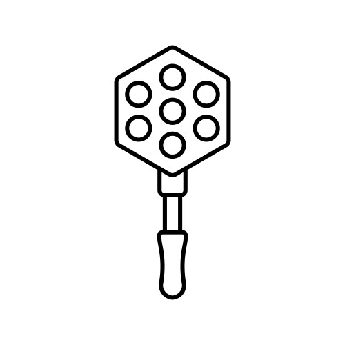 Bubble waffle mold with long handle linear icon Vector Image