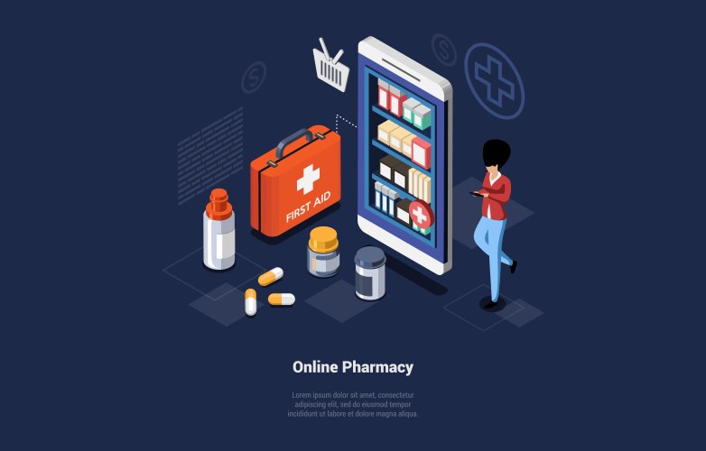 Online pharmacy concept vector image