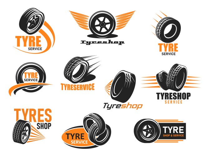 Tyre Repair & Balancing Icons Vector Image
