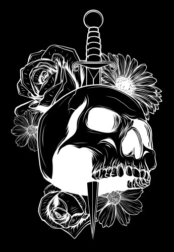 Day of the Dead Skull with Flowers Vector Image