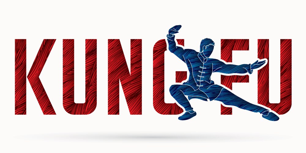 kung fu action designed with text font graphic vector