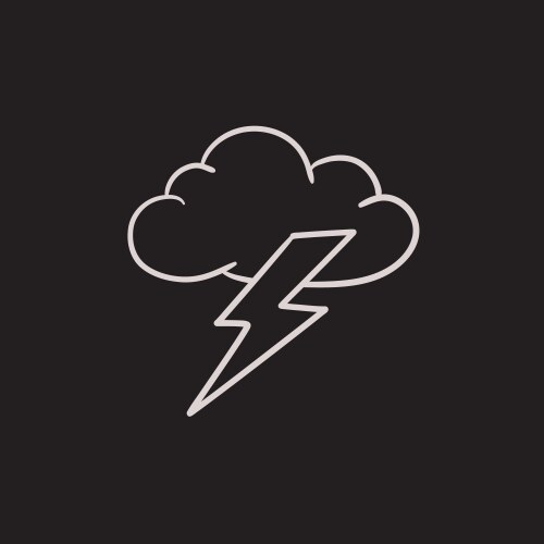 Cloud and lightning bolt sketch icon Vector Image