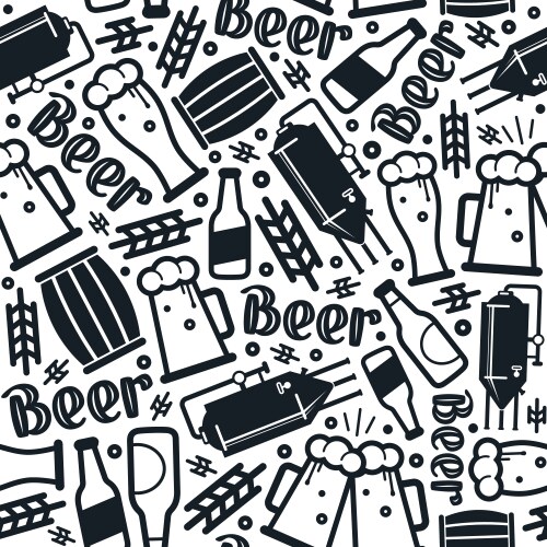 Malt and cone hop seamless pattern Royalty Free Vector Image