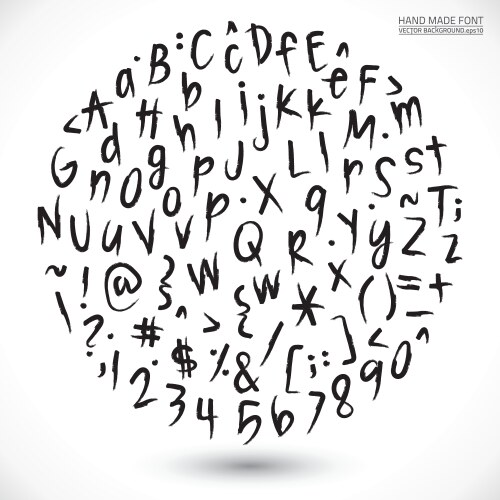 Grunge hand made font vector image