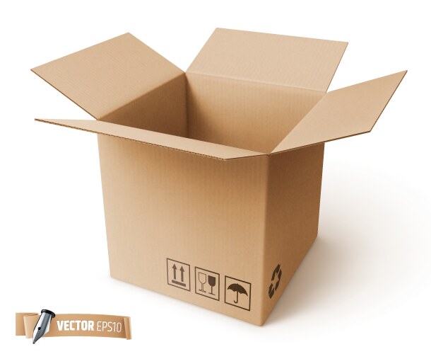 realistic cardboard box vector image