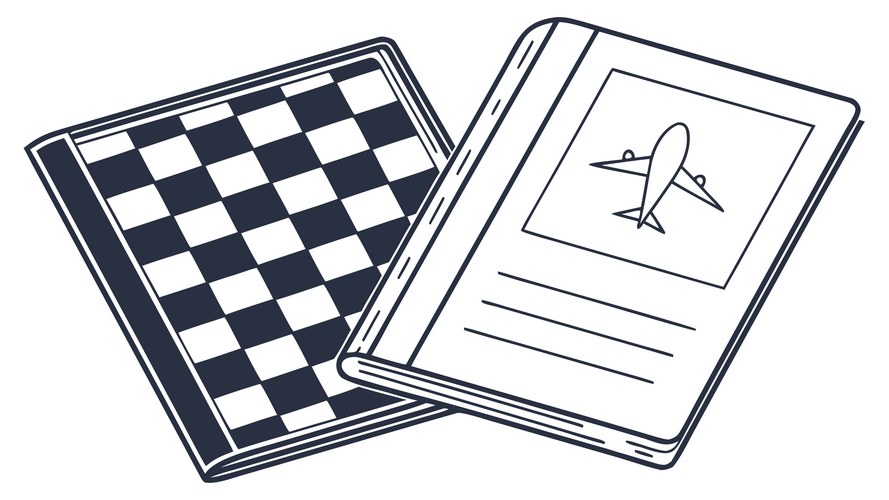 Checkered Notebook & Airplane Sketch Vector Image