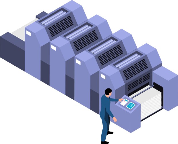 Isometric printing equipment vector image