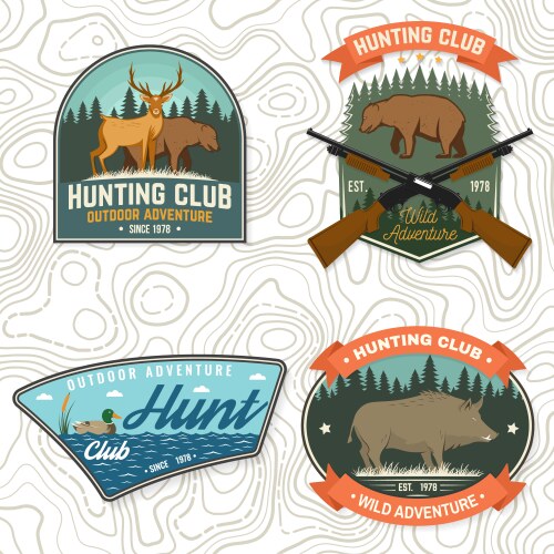 Set hunting club badge concept Vector Image